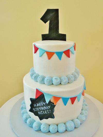 Bunting Flag First Birthday Cake - Cake by DaniellesSweetSide