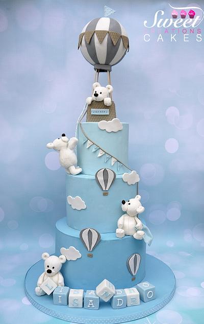 Bears Hot air balloon Baptism cake - Cake by Sweet Creations Cakes