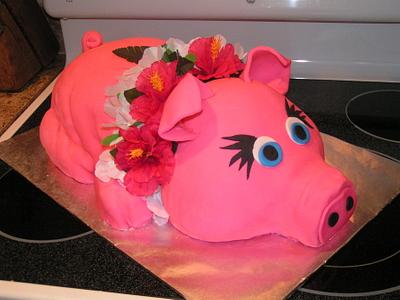 Pink luau pig - Cake by Cake Creations by Christy