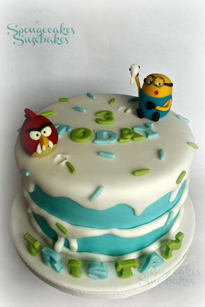 Angry Bird vs Minion Cake - Cake by Spongecakes Suzebakes