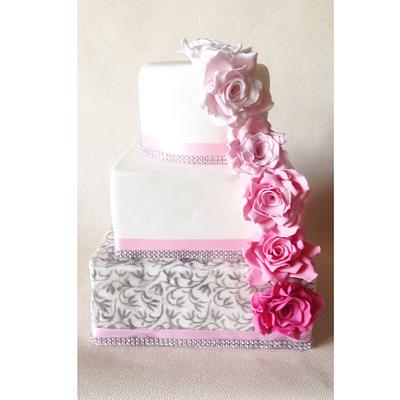 Glitzy pink wedding cake! - Cake by Beth Evans