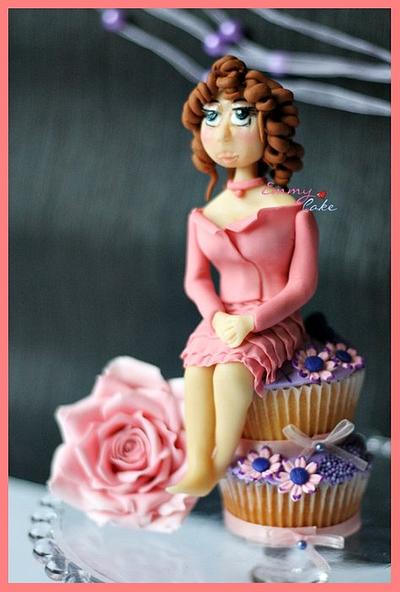 Dusky rose and purple lady on cupcakes - Cake by Emmy 