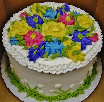 Spring buttercream floral design - Cake by Nancys Fancys Cakes & Catering (Nancy Goolsby)