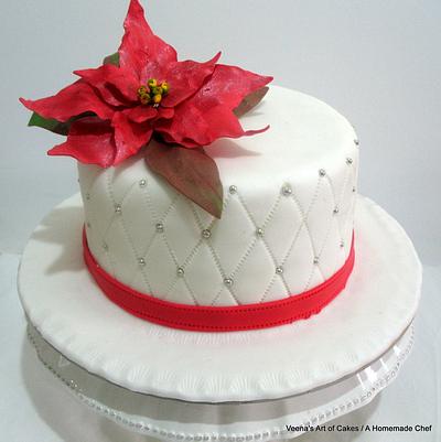 A Poinsettia Christmas Cake - Cake by Veenas Art of Cakes 