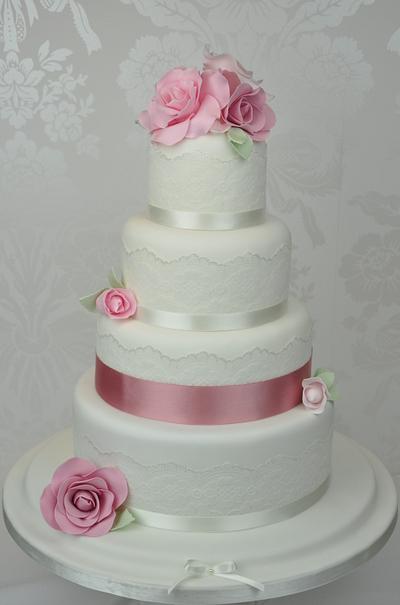 Pink roses & lace - Cake by Mrs Robinson's Cakes