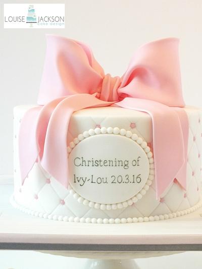 Sugar bow christening cake - Cake by Louise Jackson Cake Design