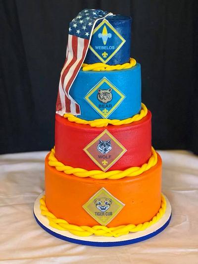 Boy Scouts of America Cake with Flexique Flag - Cake by Tiffany DuMoulin