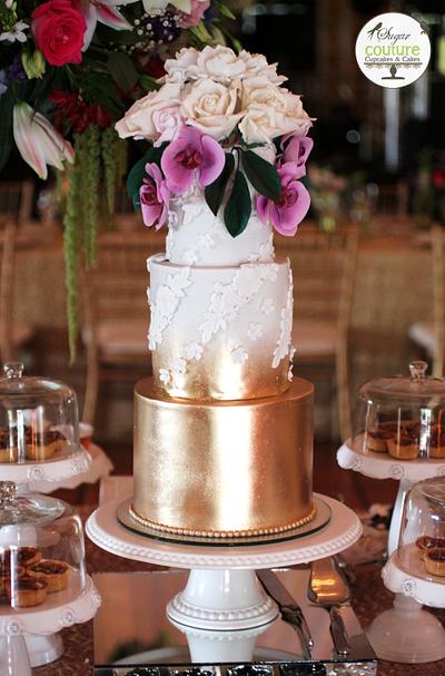 Gold and lace.  - Cake by SugarCoutureCR