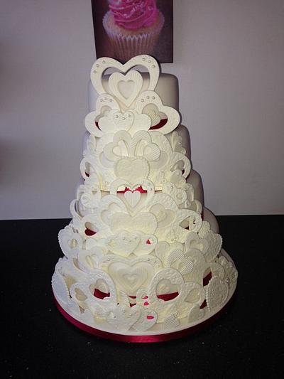 wedding cake with hearts - Cake by Donnajanecakes 