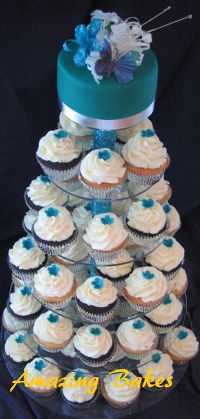 Butterfly Birthday Cupcake Tower - Cake by Amazing Bakes