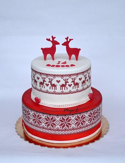 Birthday cake with norwegian pattern - Cake by majalaska