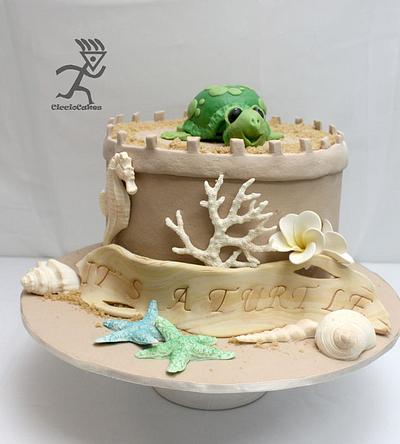 It's a Turtle Sand Castle Baby Shower Cake all edible  - Cake by Ciccio 