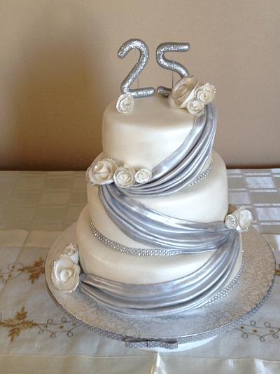 Silver Wedding Anniversary Cake  - Cake by Fondant Follies Cakes