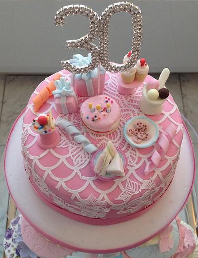 Teeny weeny tiny shabby chic tea party 30th Birthday cake - Cake by Yvonne Beesley