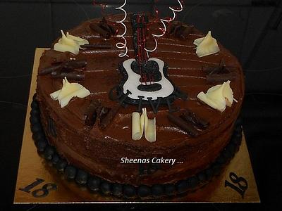 Chocolate cake with Sugarpaste Guitar  - Cake by Sheena Barker