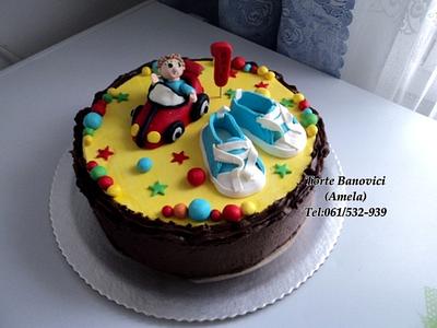 Chocolate ganache cake with fondant topper and fondant cookies - Cake by Torte Amela
