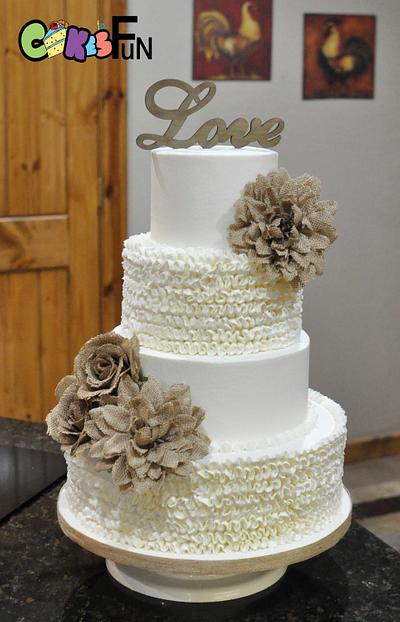 Buttercream Ruffles with Burlap - Cake by Cakes For Fun