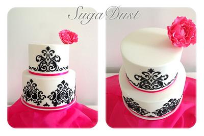 Engagement Damask Cake - Cake by Mary @ SugaDust