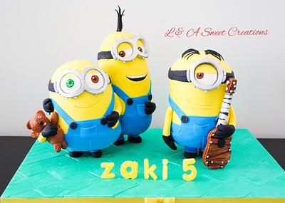 Standing Minions - Cake by L & A Sweet Creations