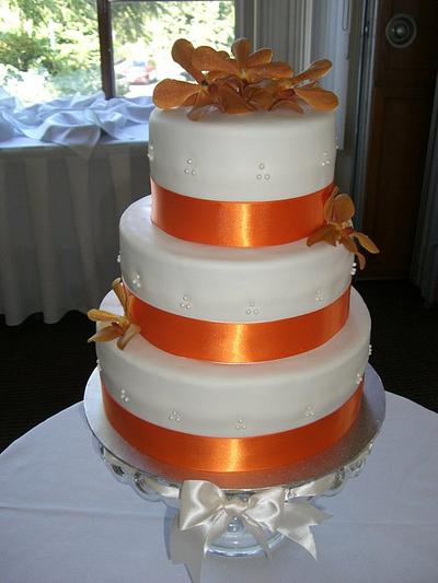 3 Tiered Orange Wedding Cake - Cake by Amanda