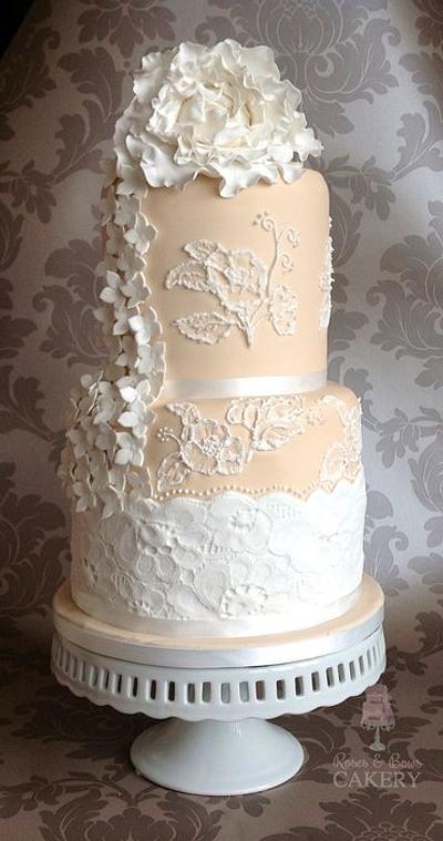 Giant fantasy peony wedding cake  - Cake by Karen Keaney