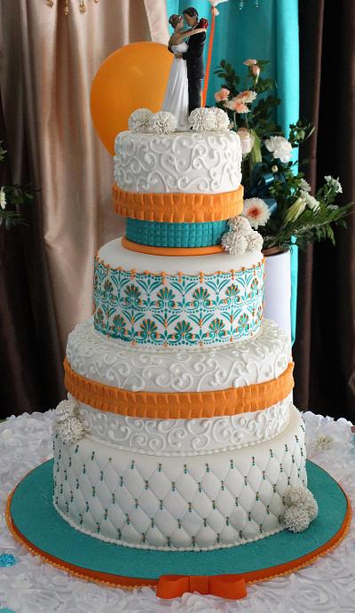 Orange & Teal Accents - Cake by MsTreatz