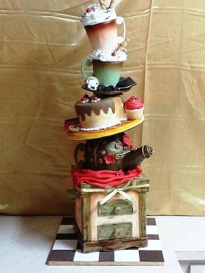 Sculpture Coffee Pot Tower Cake - Cake by Gleibis