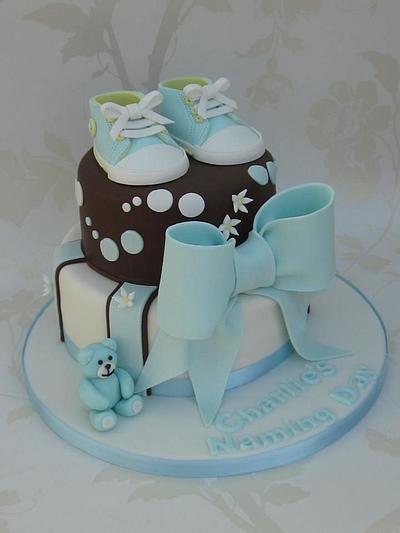 Christening Cake with trainers - Cake by Cakexstacy
