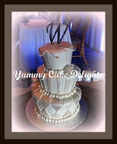 Whimsical yet elegant topsy turvy wedding cake - Cake by Kathryn