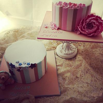 Christening cake for twins  - Cake by Priscilla's Cakes