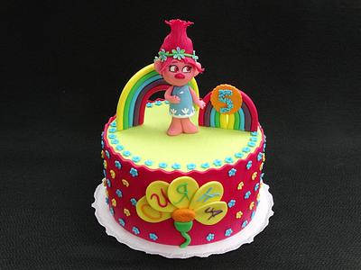 Princess Poppy, two rainbows and many flowers - Cake by Diana