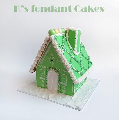 Mint & Blue 3d Gingerbread houses - Cake by K's fondant Cakes