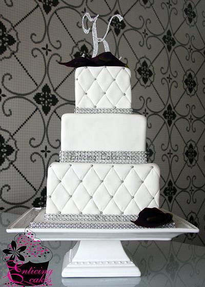 Quilted Bling Wedding Cake - Cake by Enticing Cakes Inc.