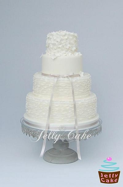 Frills and Blossoms Wedding Cake - Cake by JellyCake - Trudy Mitchell