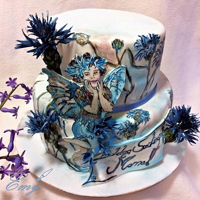 Cornflower cake with fairy - Cake by EmyCakeDesign