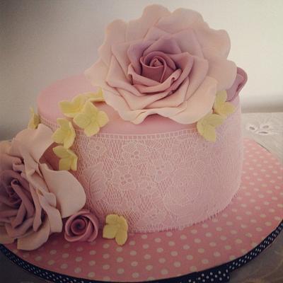 Roses and edible lace:) - Cake by Urszula Maczka