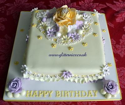 Lemon & Lilac Frills and Pearls - Cake by Alli Dockree