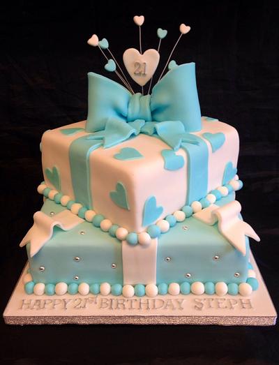 Tiffany style 21st Birthday Cake - Cake by Caron Eveleigh