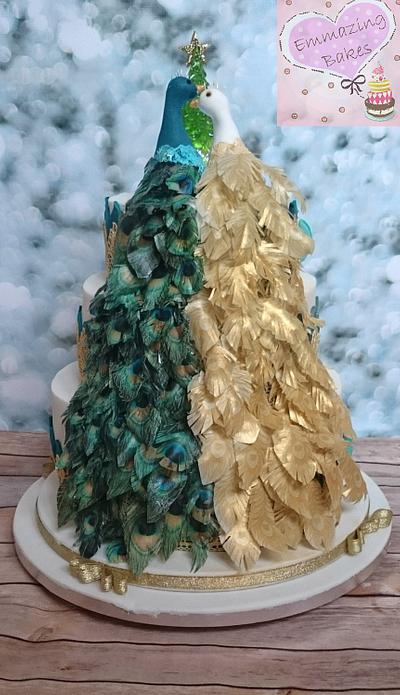 Peacocks at Christmas  - Cake by Emmazing Bakes