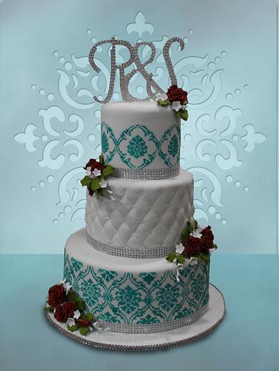 White layers with Teal Accents - Cake by MsTreatz