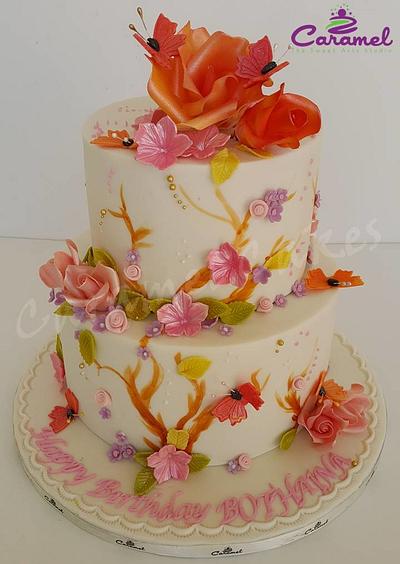 Floral Birthday Cake - Cake by Caramel Doha