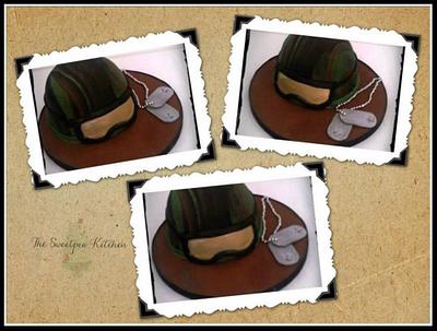 Helmet and dog tags  - Cake by The Sweetpea Kitchen 