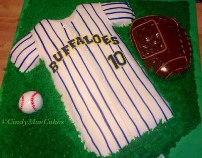 Baseball Jersey, Ball and Glove  - Cake by CindyMaeCakes