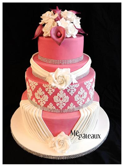 White and pink wedding cake - Cake by Mé Gâteaux