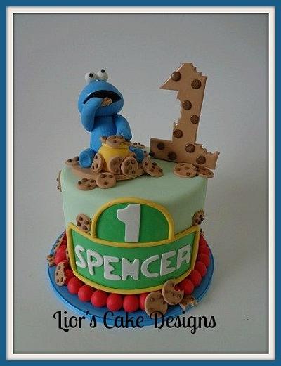 1st Birthday Cookie Monster - Cake by Lior's Cake Designs