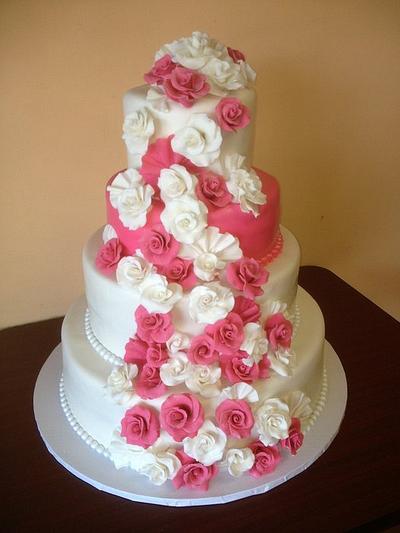 Pink and White Wedding Cake - Cake by RoscoeBakery
