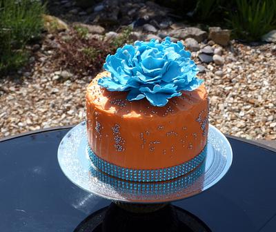 Turquoise Peony Topped Cake - Cake by Deeliciousanddivine