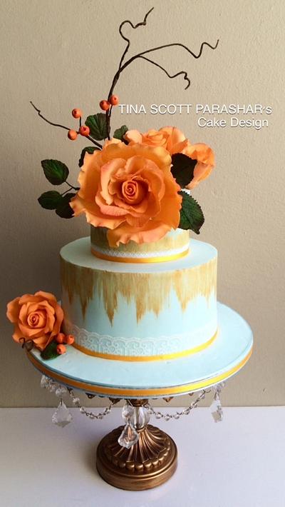 Orange Blue and Gold - Cake by Tina Scott Parashar's Cake Design