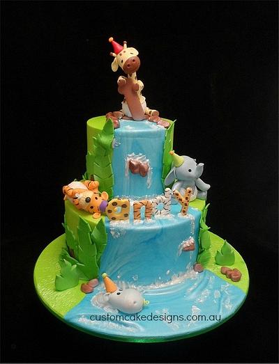 Baby Jungle Animals 1st Birthday Cake - Cake by Custom Cake Designs
