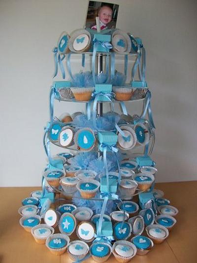 Toby's christening cupcake tower - Cake by Iced Images Cakes (Karen Ker)